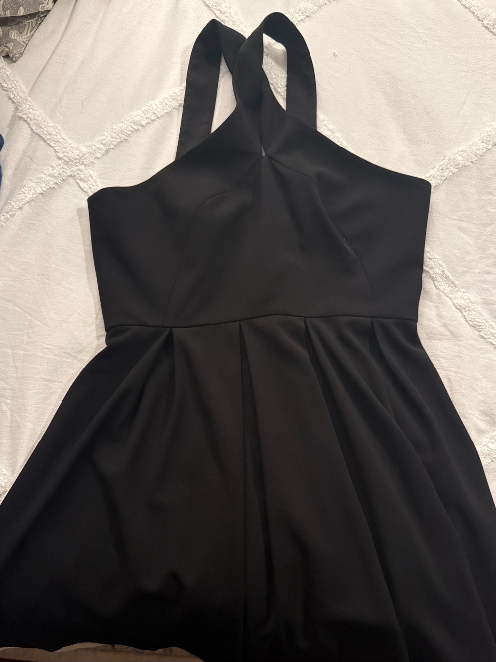 Classic Black Halter Dress - mini with cross neck